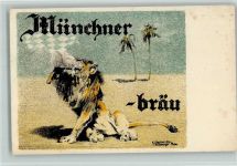 Münchner Bräu Litho AK signiert Werbung Bier