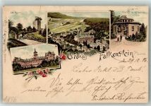 61462 W6240 Falkenstein , Taunus 1896 Lithographie Vorläufer Druck 1890-1895 Ruine Falkenstein Kurhaus Im Kurgarten