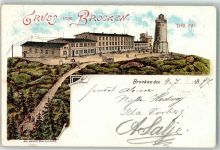 Brocken 1897 Lithographie Hotel Turm
