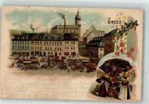 09456 O9300 Annaberg-Buchholz Gebrauchsspuren Marktszene