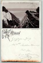 18546 O2331 Stubbenkammer Lithographie Vorläufer Druck 1890 Schlucht von Stubbenkammer
