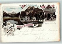 83483 W8242 Bischofswiesen 1896 Lithographie Mondbeleuchtung, Hotel Hallthurm AK