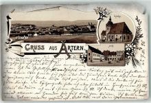 06556 O4730 Artern /Unstrut 1896 Gebrauchsspuren Kirche Markt Bahnpoststempel Zug 71 Lithographie