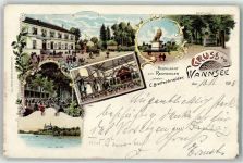 10115 W1000 Wannsee 1898 Lithographie Gasthaus zum Reichsadler Ballsaal Denkmal Kleist's Grab Villa Siemens