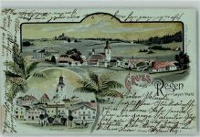 94209 W8370 Regen Lithographie Marktplatz