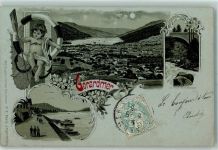 88400 Gerardmer Gerdsee 1902 Lithographie / Mondschein Gruss aus