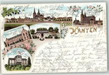 46509 W4232 Xanten 1897 Lithographie Schützenhaus Schloß Fürstenberg Kgl. Lehrerinnen-Seminar