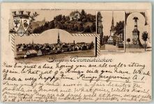 42929 W5632 Wermelskirchen 1905 Gebrauchsspuren Marktplatz Kriegerdenkmal Wappen