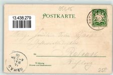 95615 W8590 Marktredwitz 1906 Lithographie Gruss Kirche Fabrik Schornstein Rauch Blumen