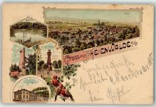 16259 O1310 Bad Freienwalde 1898 Lithographie Bismarck Turm Kriegerdenkmal Kurhaus Baa See Kirche Vögel Gruss