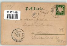 63739 W8750 Aschaffenburg 1897 Lithographie Blick vom Pompejaum Volksbank Post u. Jesuitenkirche neuer Monumental Brunnen Stiftskirche