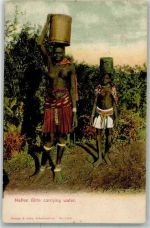 Native Girls carrying water Stempel Transvaal Afrikan. Volkstyp