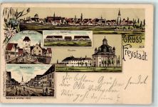 92342 W8437 Freystadt , Oberpf 1908 Lithographie Unteres Stadttor Fohlenhof Kloster Marktplatz