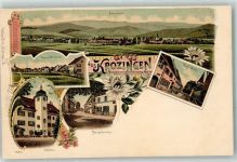 79189 W7812 Bad Krozingen Lithographie Bahnhofstraße Kirchplatz Schloss Hauptstraße