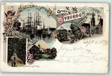 25524 W2210 Itzehoe 1898 Gebrauchsspuren Schloß Breitenburg Hafen Segelschiffe Eichtal Litho