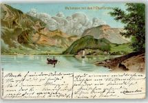 Walenstadt Künzli Nr. 5020 - Wallensee mit den 7 Churfürsten Berggesicht 1902 Lithographie / Künstlerkarte