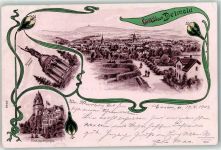 32756 W4930 Detmold 1903 Lithographie Hermanns Denkmal Fürstl. Residenzschloss