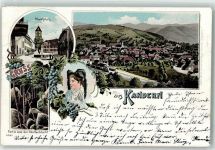 79400 W7842 Kandern 1900 Lithographie Wolfsschlucht Marktplatz Tracht Bahnhof Eisenbahn