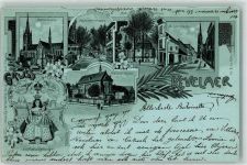 47623 W4178 Kevelaer Lithographie / Mondschein Marienkirche Amsterdammerstraße Mühlenstraße Klarissen Kloster St. Maria