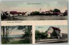 15806 O1635 Wünsdorf 1916 Gebrauchsspuren Kirche Dorf Bahnhof Gruss See