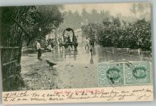 Colombo 1906 Foto AK Flood time Briefmarke Bildseite Ort lt. Stempel