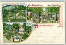 10115 W1000 Schlachtensee 1902 Lithographie Neue Fischerhütte Garten Am See