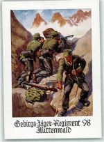 W8102 Mittenwald Gebirgs-Jäger-Regiment 98 sign A. Seitz Gebirgsjäger WK II Künstlerkarte