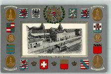 Prägedruck Bettemborg Monument Dikx-Leutz Monument Wilhelm II. Monument Prinzess Amalie Wappen Bahnhof Eisenbahn