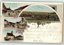92536 W8473 Pfreimd 1903 Lithographie Vorstadt Freihung Marktplatz Pfarrkirche Mädchenschule Euxelberg