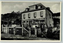 56283 W5401 Alken , Mosel Foto AK Pension Hürter Emailleschild