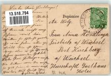 Nechanice Nechanitz Gebrauchsspuren Boharny Kirche Schule Ort lt. Stempel