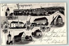 91074 W8522 Herzogenaurach 1901 Lithographie Thürmers-Turm Liebfrauenhaus Kgl. Amtsgericht Rentamt Gasthaus z. Bayrischen Hof