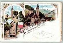 72160 W7240 Horb am Neckar 1897 Lithographie Schütte Kapelle Marktbrunnen Stadtkirche Wappen
