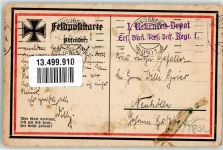 Volkserzieherkarte Schwarz-Weiß-Rot Feldpost WK II I. Rekruten Depot ERs. Batl. Res. Inf. Regt. 1 Propaganda WK II