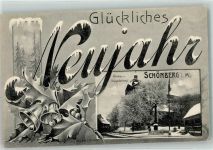 23923 O2440 Schönberg , Meckl 1908 - Winter Kirche Kriegerdenkmal Neujahr