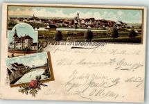 89597 W7932 Munderkingen 1907 Lithographie Hospital Donau-Brücke