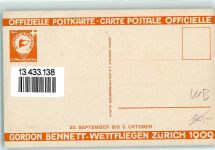 Zürich Wettfliegen Ballon sign. E. Stiefel AK Gordon-Bennett-Rennen 1909 Lithographie / Künstlerkarte