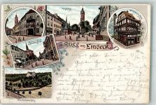 37574 W3352 Einbeck 1896 Lithographie Altdeutsches Haus Waldschlößchen Benserstraße Hotel Goldener Löwe