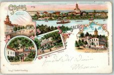 15344 O1260 Strausberg 1898 Lithographie Marktplatz Hegermühle Wolftal Seebad u. Aussichtsturm