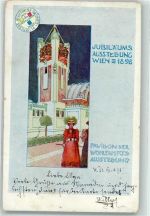 Wien 1. Bezirk, Innere Stadt Jubiläums Ausstellung 1898 Pavillon der Wohlfahrts Ausstellung Off. Karte Nr 16 Kunstgeschichte Wien Künstlerkarte