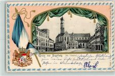 86150 W8900 Augsburg , Bay 1903 Prägedruck Kirche St. Ulrich Fahne Wappen