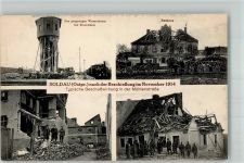 Soldau Dzialdowo 1914 Foto AK Rathaus Wasserturm Mühlenstrasse zerstörte Gebäude WK I