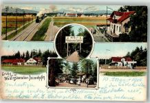82041 W8024 Deisenhofen b München 1904 Lithographie Gasthaus Waldrestauration Franz Xaver Kugler Eisenbahn Ottmar Zieher