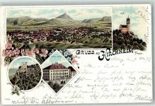 73230 W7312 Kirchheim unter Teck 1897 Lithographie Reussenstein Hotel Post Teck Burg
