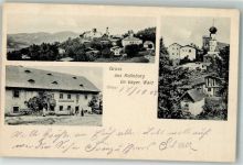 94262 W8371 Kollnburg 1908 - Kirche Hl. Dreifaltigkeit Bauernhaus-Gasthaus Burgruine Kollnburg