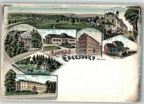 07929 O6551 Ebersdorf , Thür Lithographie Bellevue Schloß Parksee Schloß Ebersdorf Brüderhaus Bahnhof