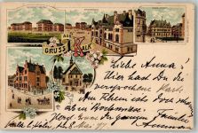 50667 W5000 Köln Kalk 802 1897 Lithographie Rathaus Wallfahrtskapelle Offizierskasino Kronprinz-Kaserne