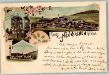 93453 W8497 Neukirchen b Hl Blut Lithographie Kloster Wallfahrtskirche Aussichtsturm Hohenbogen