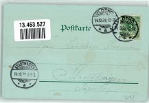 32602 W4973 Vlotho 1898 Lithographie / Mondschein Postgebäude Weserbrücke Wappen Mond Blumen Gruss