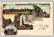 21423 W2090 Winsen Luhe 1905 Lithographie Apotheke Rathaus Bahnhof Marktstraße